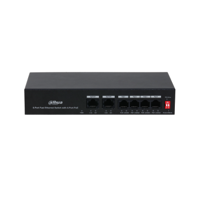 [DH-PFS3006-4ET-36] SWITCH 4 POE /ETHERNET+1UPLINK, BLOQ. ANTI ROBO., CAPACI. MAC DE 1K

