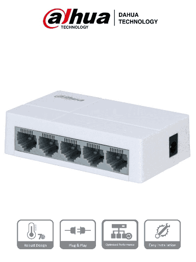 [DH-PFS3005-5ET-L] SWITCH DAHUA 5PT X10/100MBPS NO ADMINISTRABLE PLUG  & PLAY