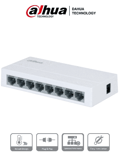 [DH-PFS3008-8ET-L] SWITCH DAHUA 8PT 8×10/100MBPS NO ADMINISTRABLE PLUG&PLAY 