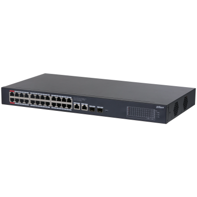 [DH-CS4228-24GT-375] SWITCH DAHUA 24PT ADMINISTRABLE-NUBE 24PT POE 90W 250M POE-WATCHDOG LOOP PROTECTION 1-24× RJ-45 10/100/1000 Mbps (PoE) 25-26: 2 × RJ-45 10/100/1000
Mbps (uplink) 27-28: 2×SFP 1000 Mbps (uplink)