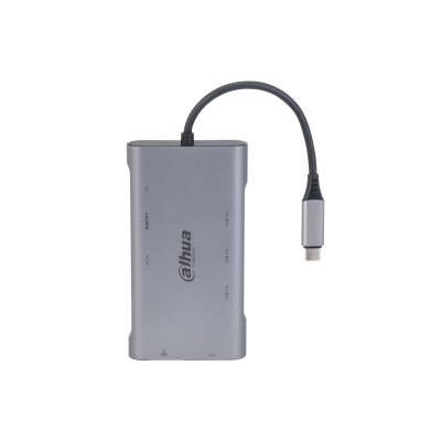 [DH-TC39] HUB 9 en 1 DAHUA USB3.1 TIPO-C USB3.0 HDMI4K RJ45 VGA SD/TF PD DOCKING STATION 20V 5AMP ALUMINIO